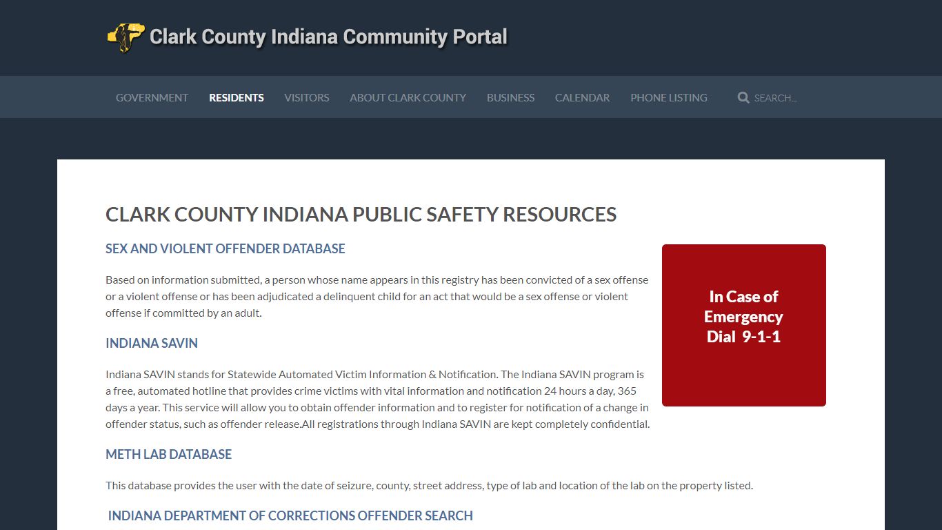 Clark County Indiana Public Safety Resources