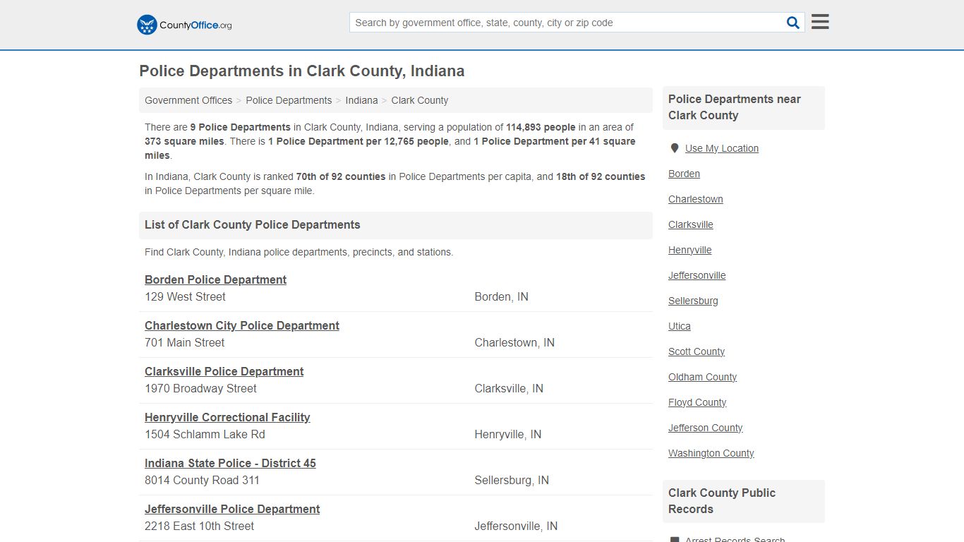 Police Departments in Clark County, Indiana - countyoffice.org