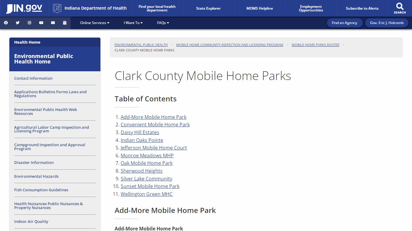 Clark County Mobile Home Parks - Environmental Public Health